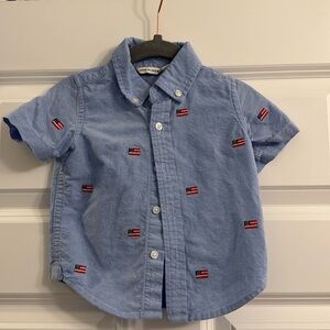 Janie & Jack Embroidered Oxford Flag Shirt. Boys 18-24 months.